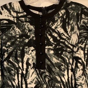 Chetta B Black & Cream Abstract Patterned sweater dress, 2, flattering fit